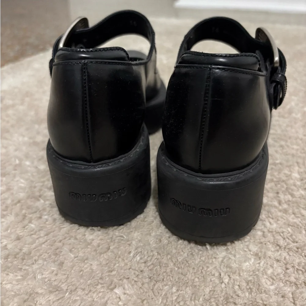 Miu Miu Black Platform Mary Jane Shoes with Buckle - Women's - Picture 5 of 6